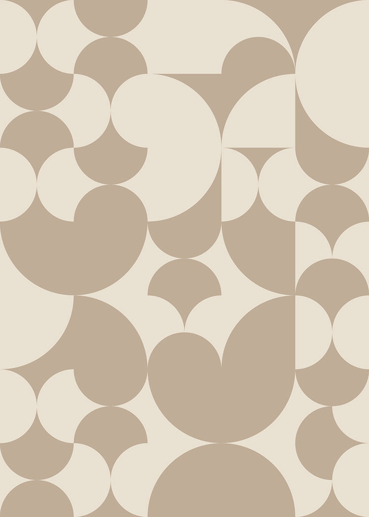 Arcadian Harmony, Geometric Wallpaper in beige colourway