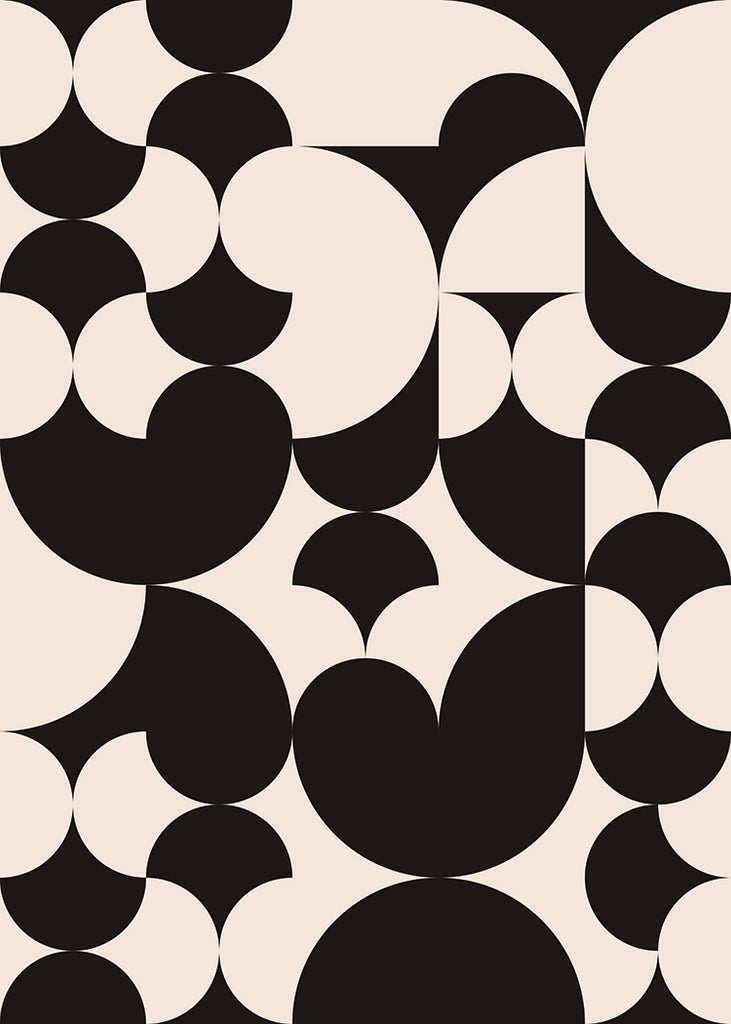 Arcadian Harmony, Geometric Wallpaper in black colourway