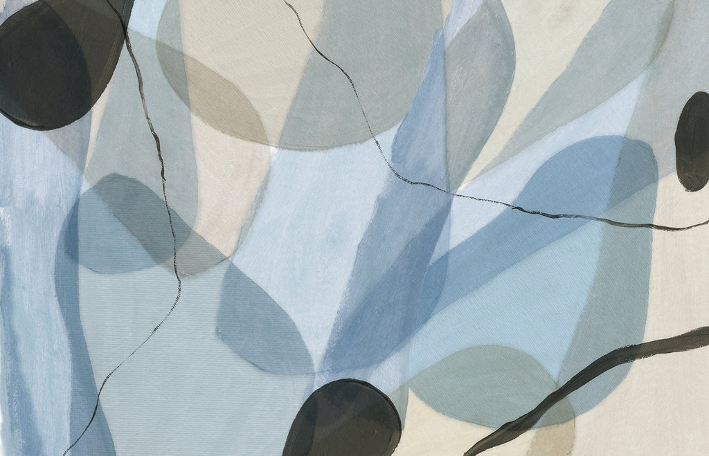 Asana, Abstract Mural Wallpaper in Blue Colourway