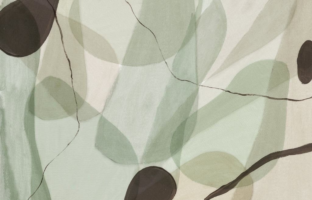 Asana, Abstract Mural Wallpaper in Green Colourway
