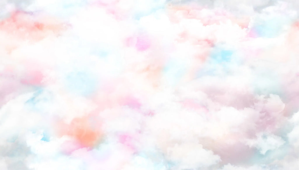 Bubble Gum Clouds, Pastel Mural Wallpaper closeup