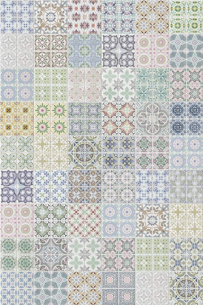 Marrakech Tiles, Pattern Wallpaper in multicolor  closeup