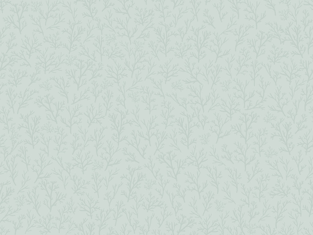 Saltwater Foliage, Pattern Wallpaper in Blue close up