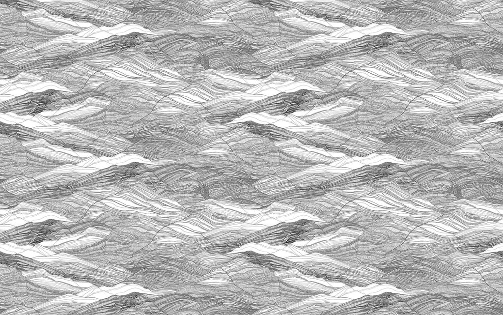 Tidal Waves, Pattern Wallpaper in Grey close up 