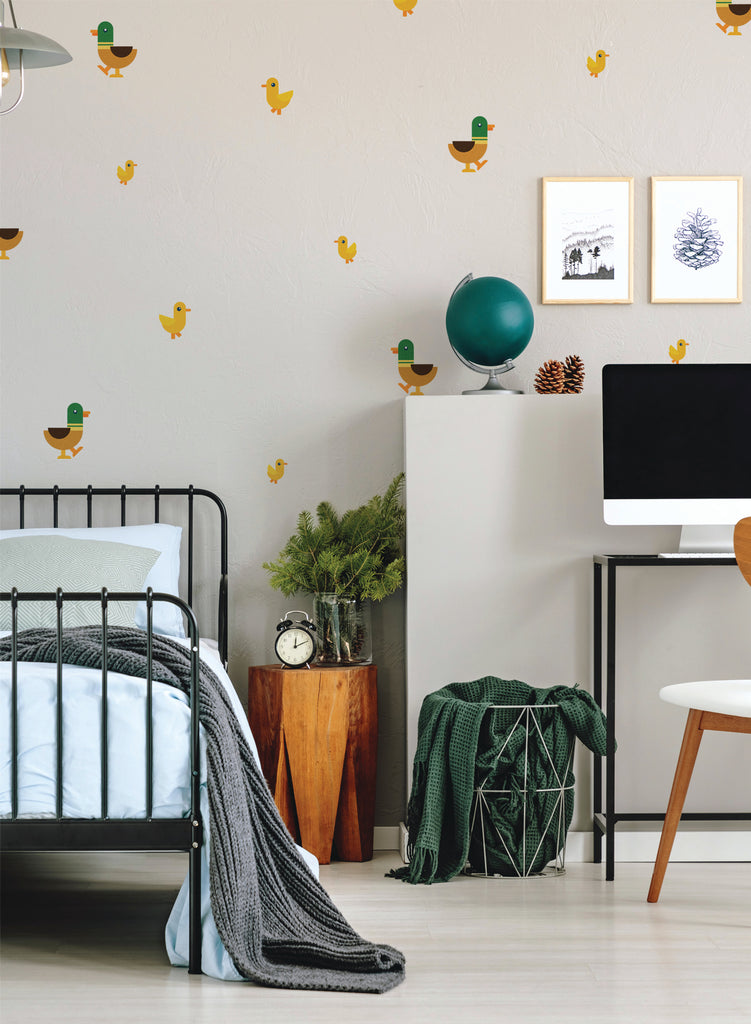 Duck and Ducklings Wall Decals in a kids room