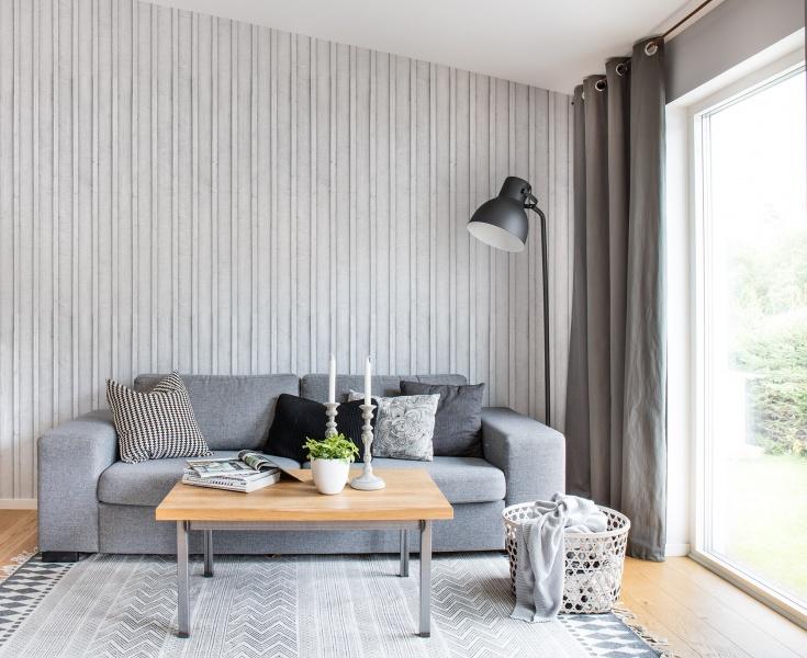 Swiss Cottage Striped Wallpaper in Light Grey