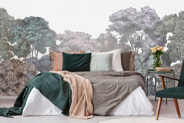 rainbow colors wallpaper in bedroom