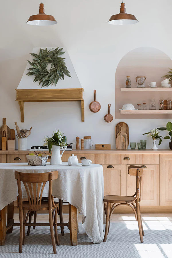 Modern farmhouse wallpaper in kitchen