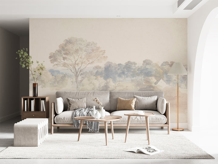 An Old World Arboretum, Watercolour Mural Wallpaper in Vintage in living room