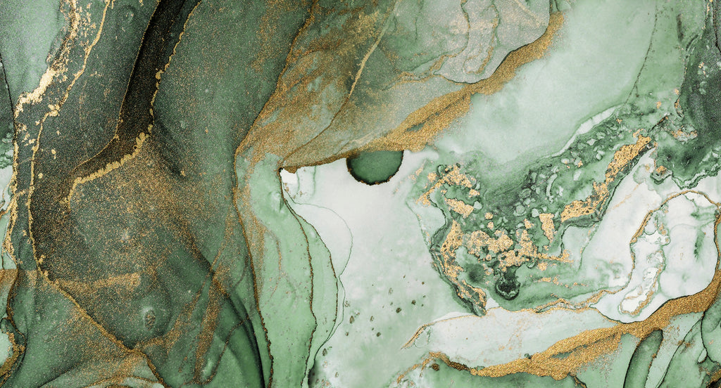 Agate Crystal Marble Texture Wallpaper in Green closeup