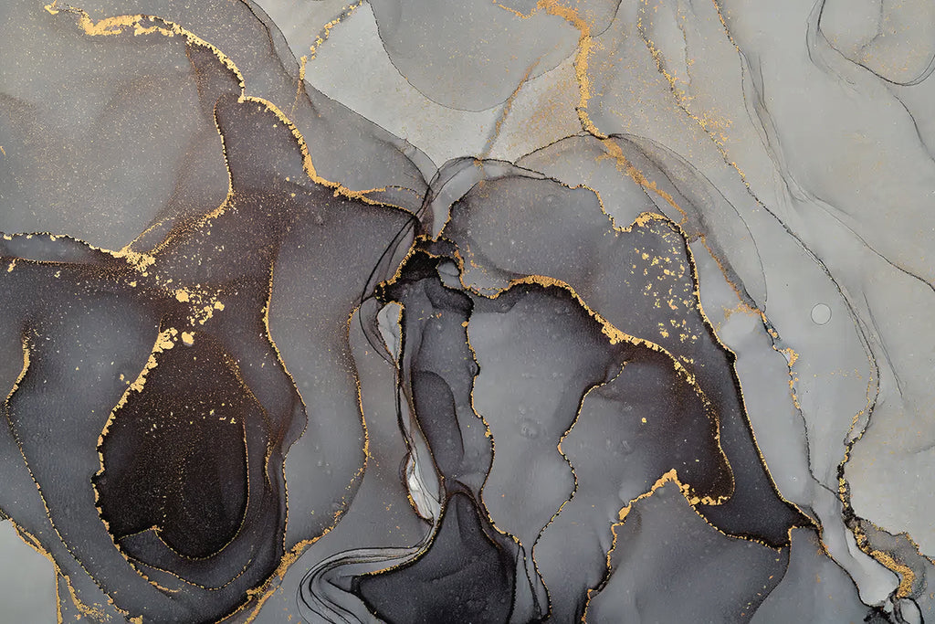 Agate Crystal Marble Texture Wallpaper in Onyx Black closeup