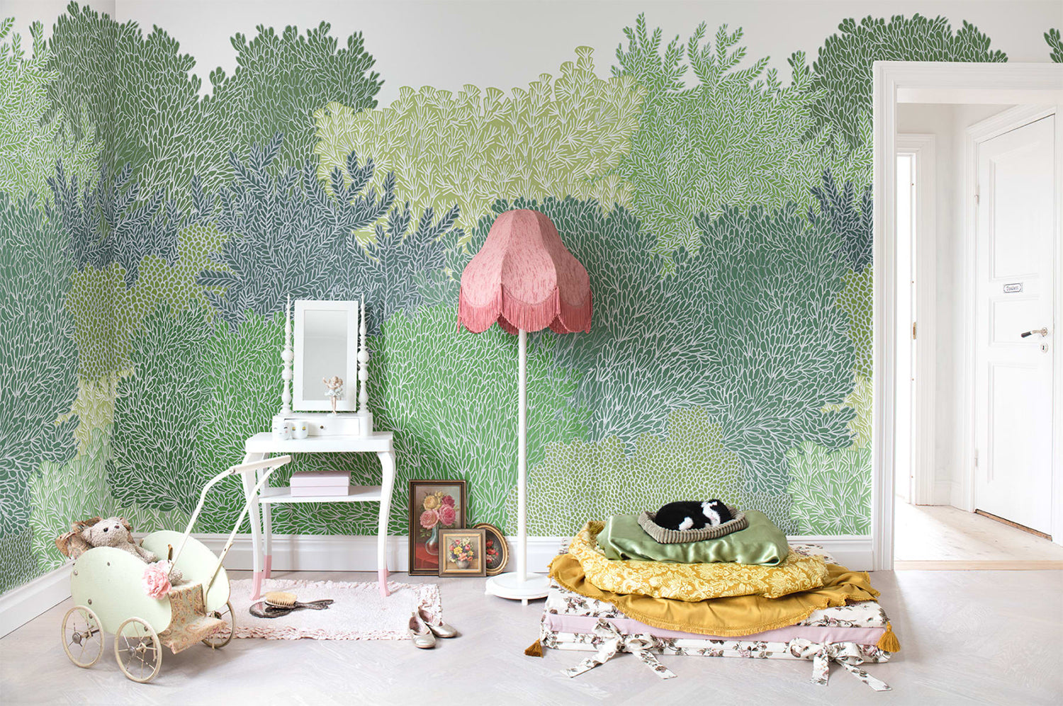 Alice's Garden Mural Wallpaper in Neutral