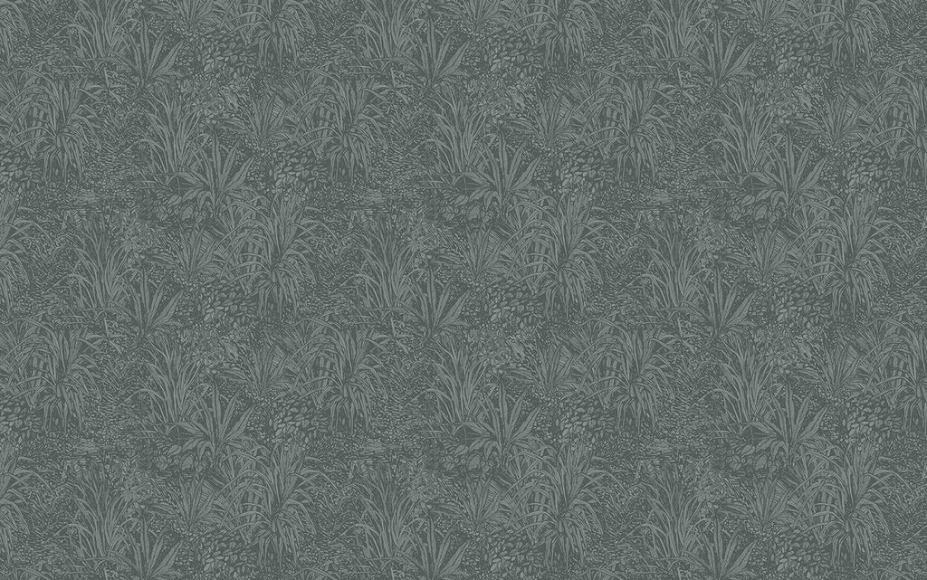 Amazon, Botanical Pattern Wallpaper in Stratos Grey close up 