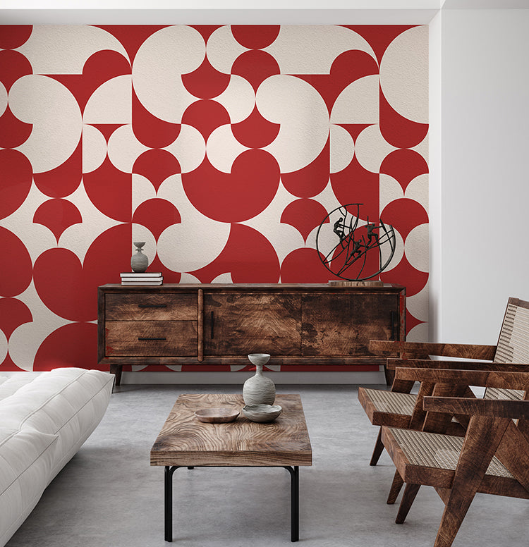 Arcadian Harmony, Geometric Pattern Wallpaper in living room