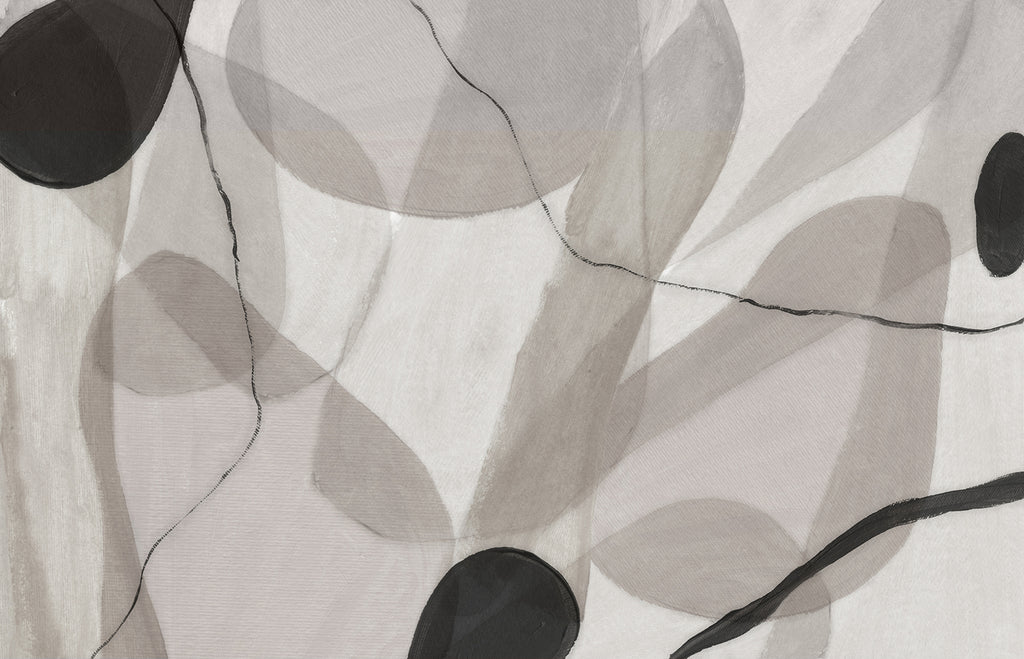 Asana, Abstract Mural Wallpaper in Black Grey Colourway
