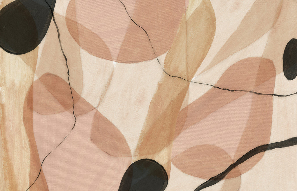 Asana, Abstract Mural Wallpaper in pink Colourway