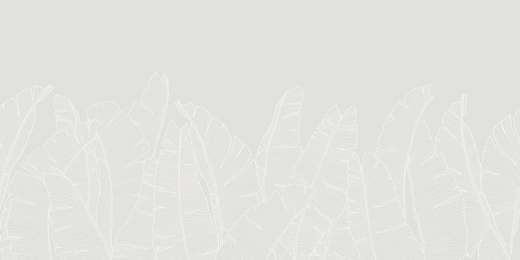 Banana Foliage, Tropical Mural Wallpaper in Grey Inverted close up