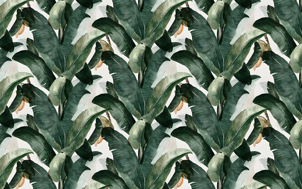 Banana Leaves, Tropical Pattern Wallpaper close up 