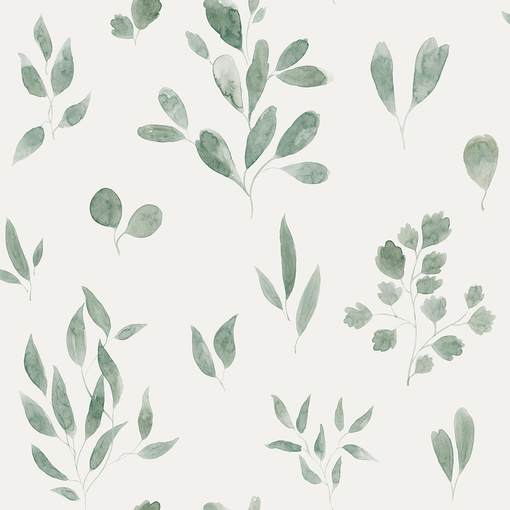 Belle Foliages, Tropical Pattern Wallpaper in Green closeup