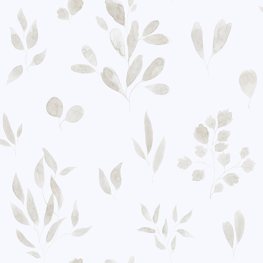 Belle Foliages, Tropical Pattern Wallpaper in Sand closeup