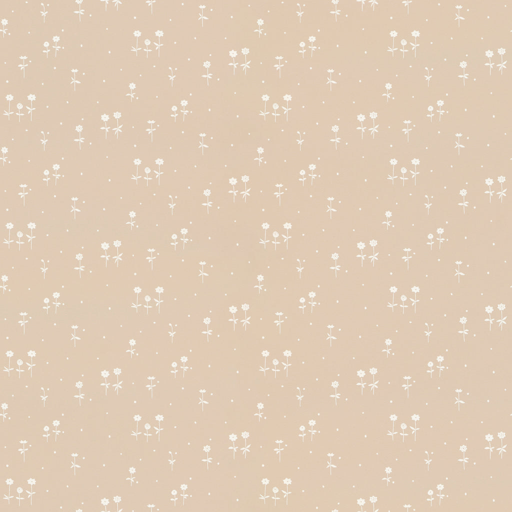 Bianca, Floral Pattern Wallpaper in Nude closeup