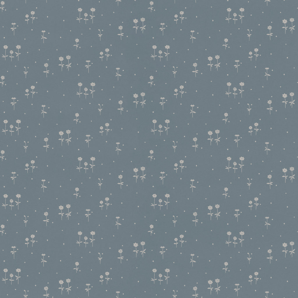 Bianca, Floral Pattern Wallpaper in Stratos Grey closeup