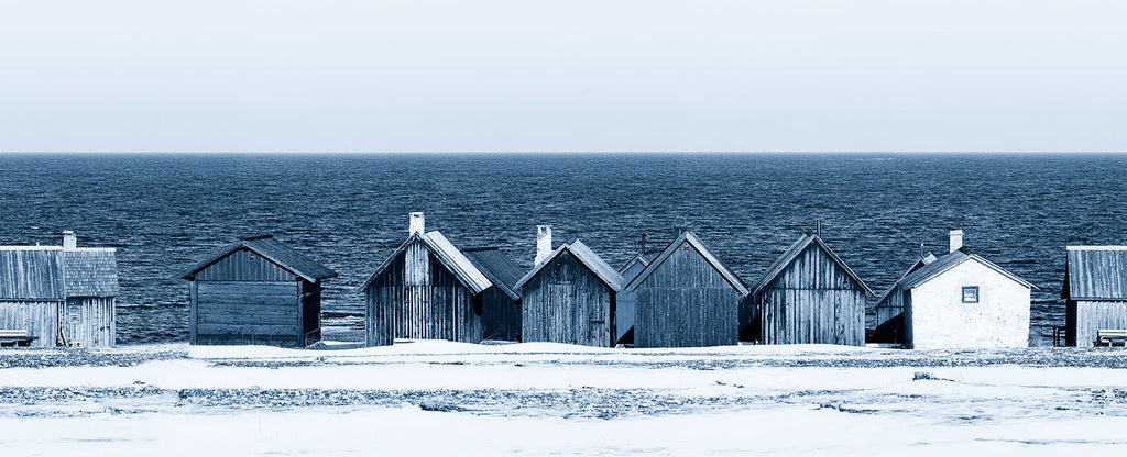 Boathouse Blues, Landscape Mural Wallpaper close up