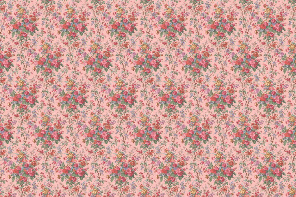Bouquet Floral Pattern Wallpaper in Pink colourway closeup