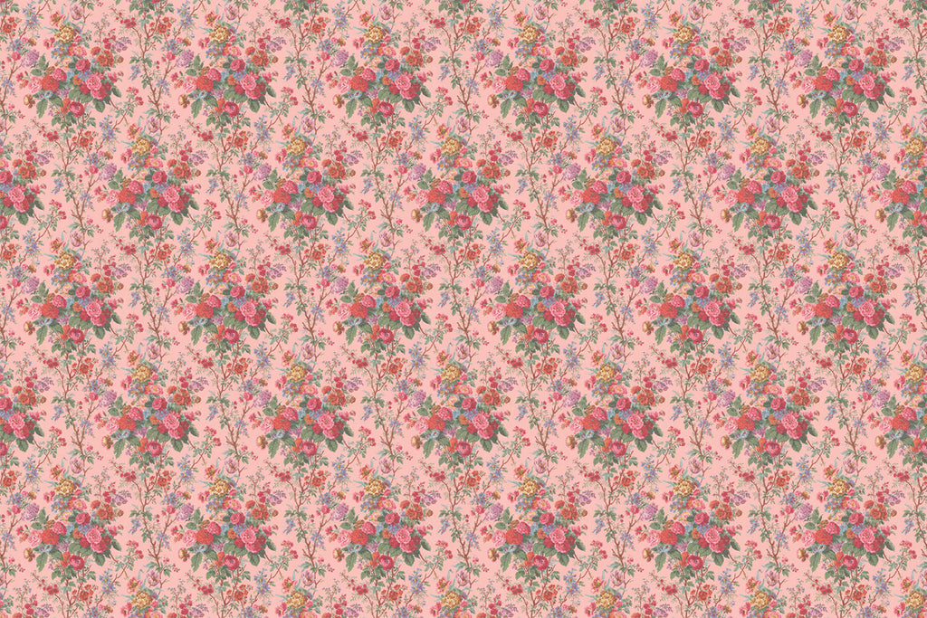 Bouquet Floral Pattern Wallpaper in Pink colourway closeup