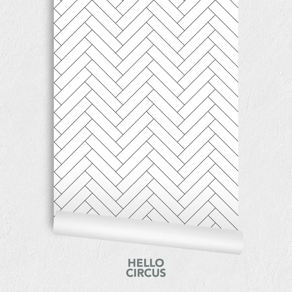 Classic Chevron, Pattern Wallpaper in Black close up