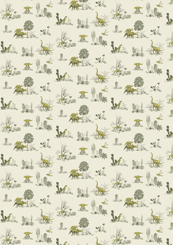 Classic Dino, Pattern Wallpaper in Green close up 