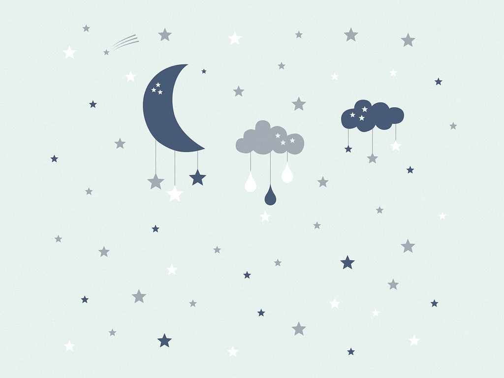 Cloudy Night, Wallpaper in Blue close up