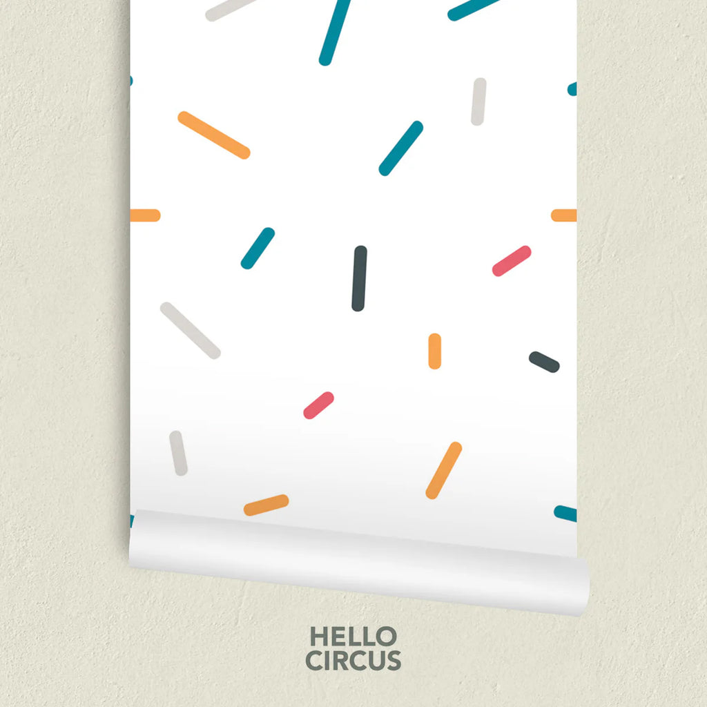 Confetti Shower, Pattern Wallpaper in Teal Honey close up