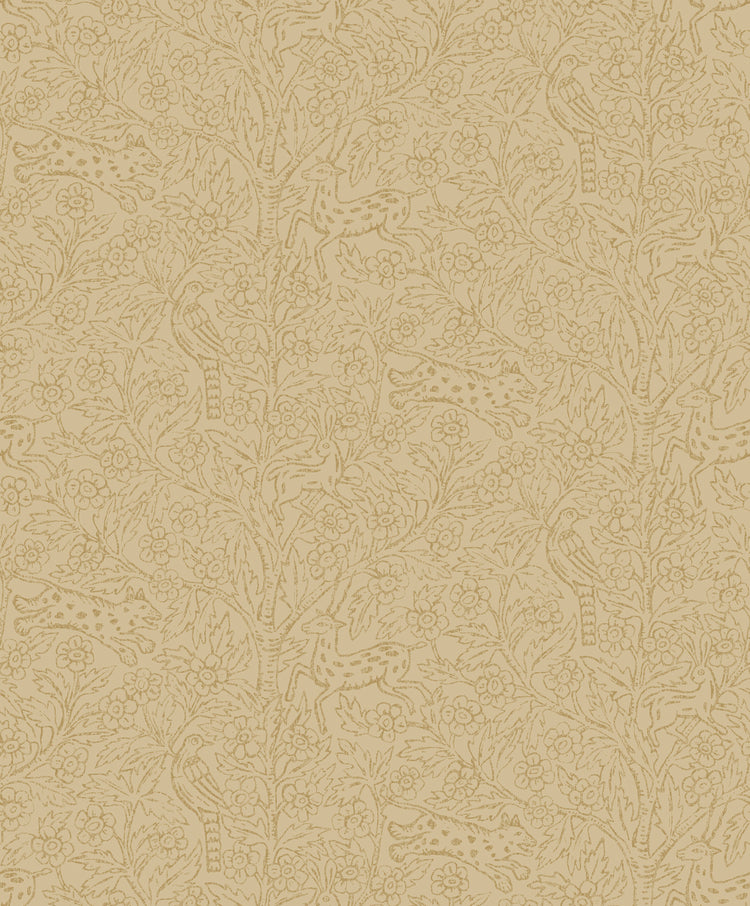 Eden and Friends, Wallpaper in Honey closeup