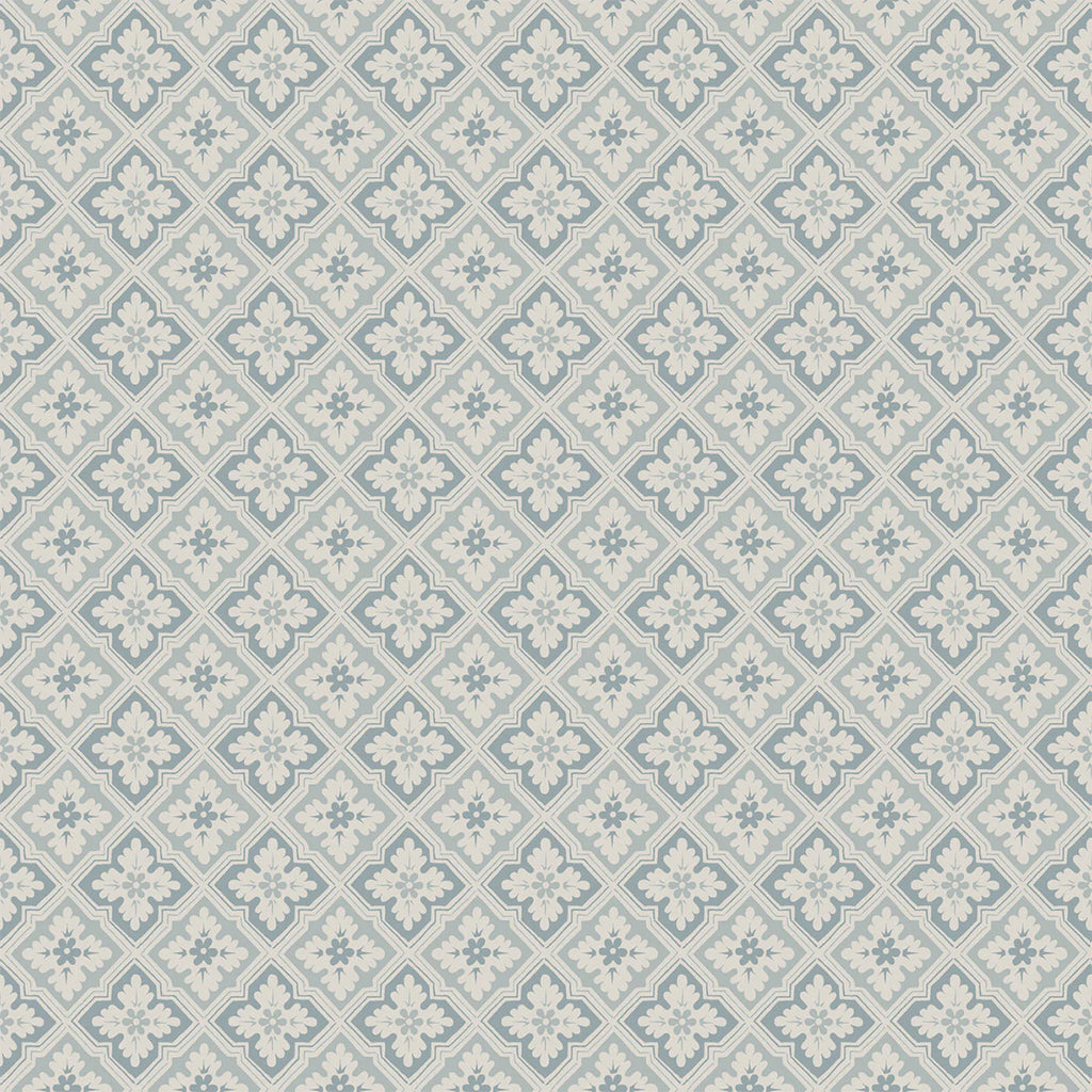 Edvin Rhombus Patterned Wallpaper in dusky blue closeup