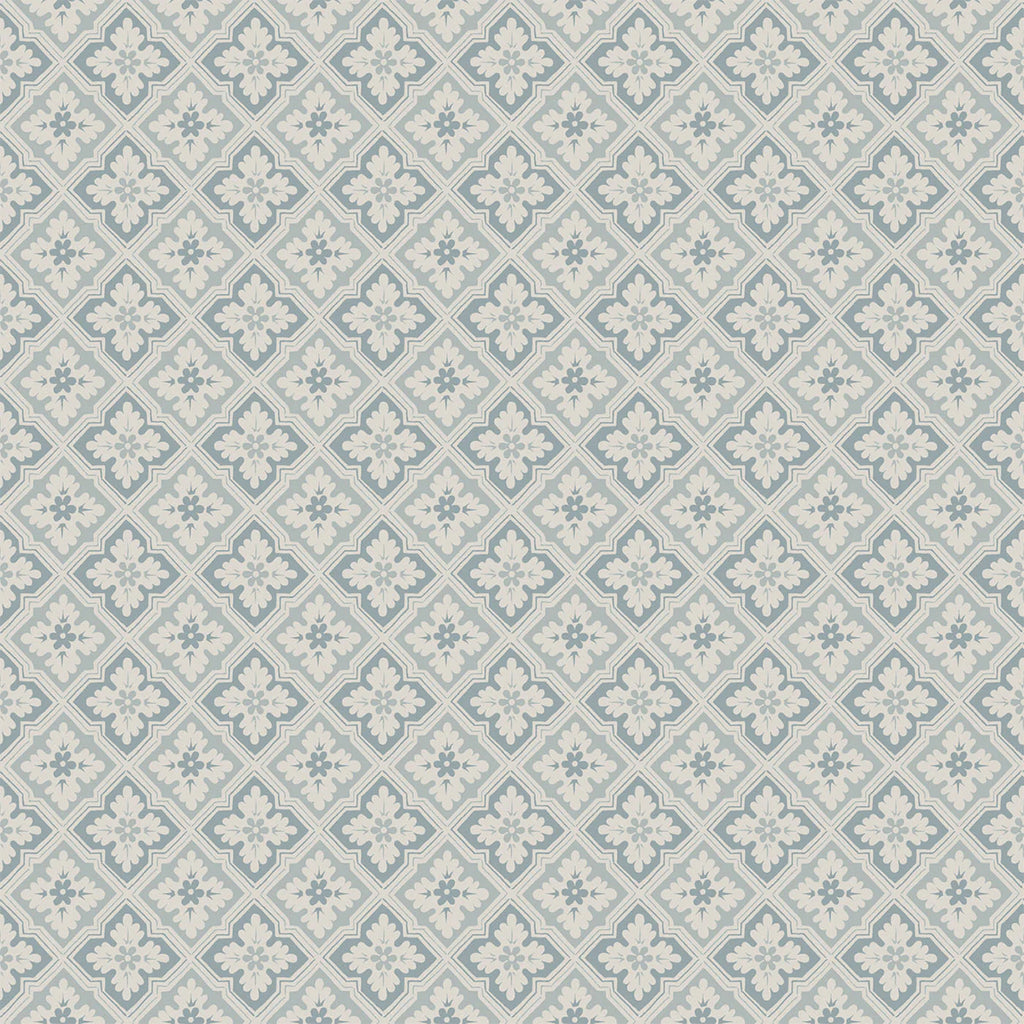 Edvin Rhombus Patterned Wallpaper in dusky blue closeup