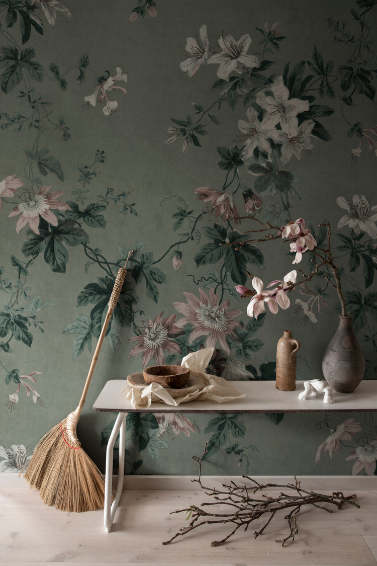 Faded Passion, Floral Pattern Wallpaper