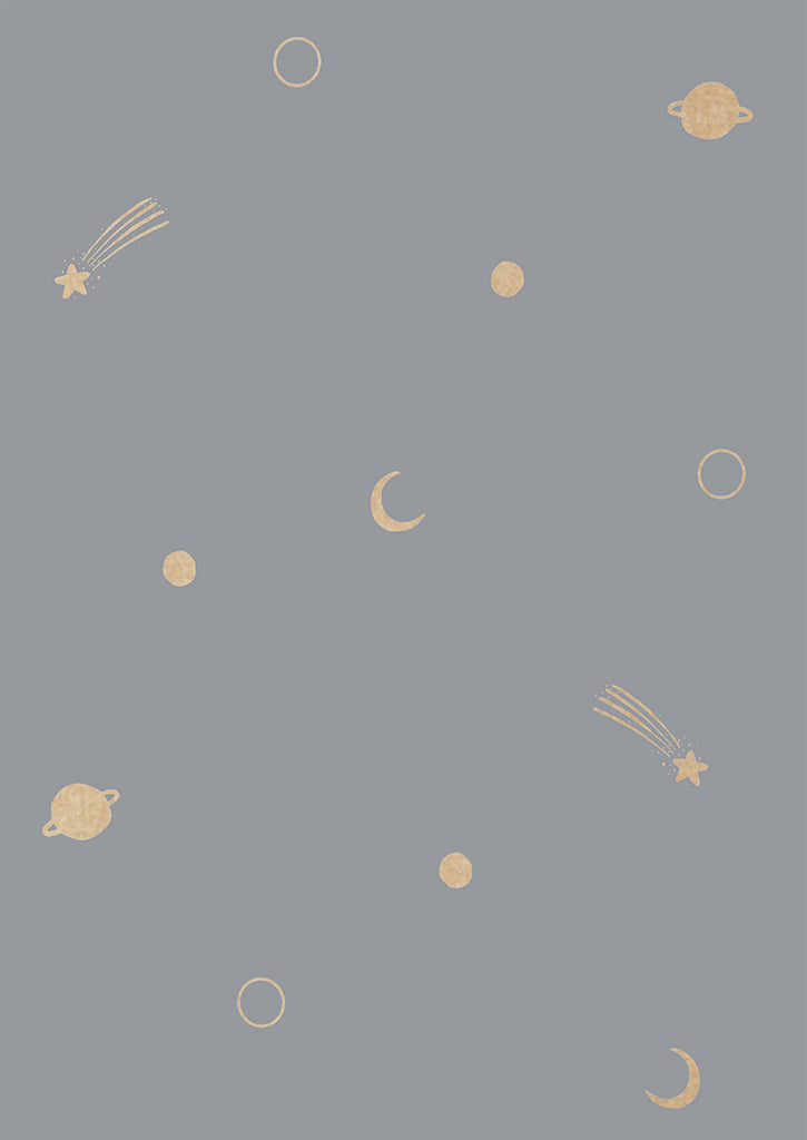 Gold Metallic Space Galaxy, Wallpaper in Blue close up