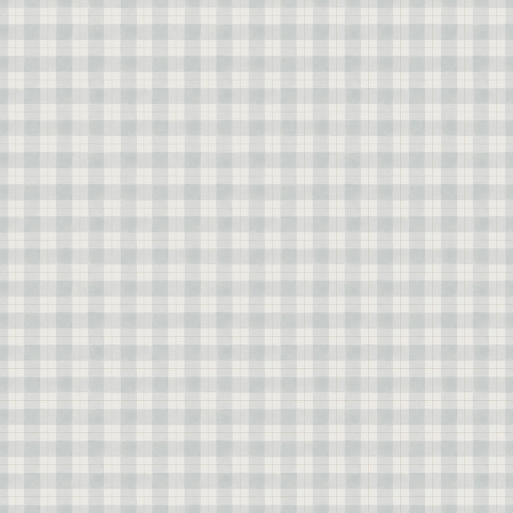 Herman, Plaid Pattern Wallpaper in blue closeup