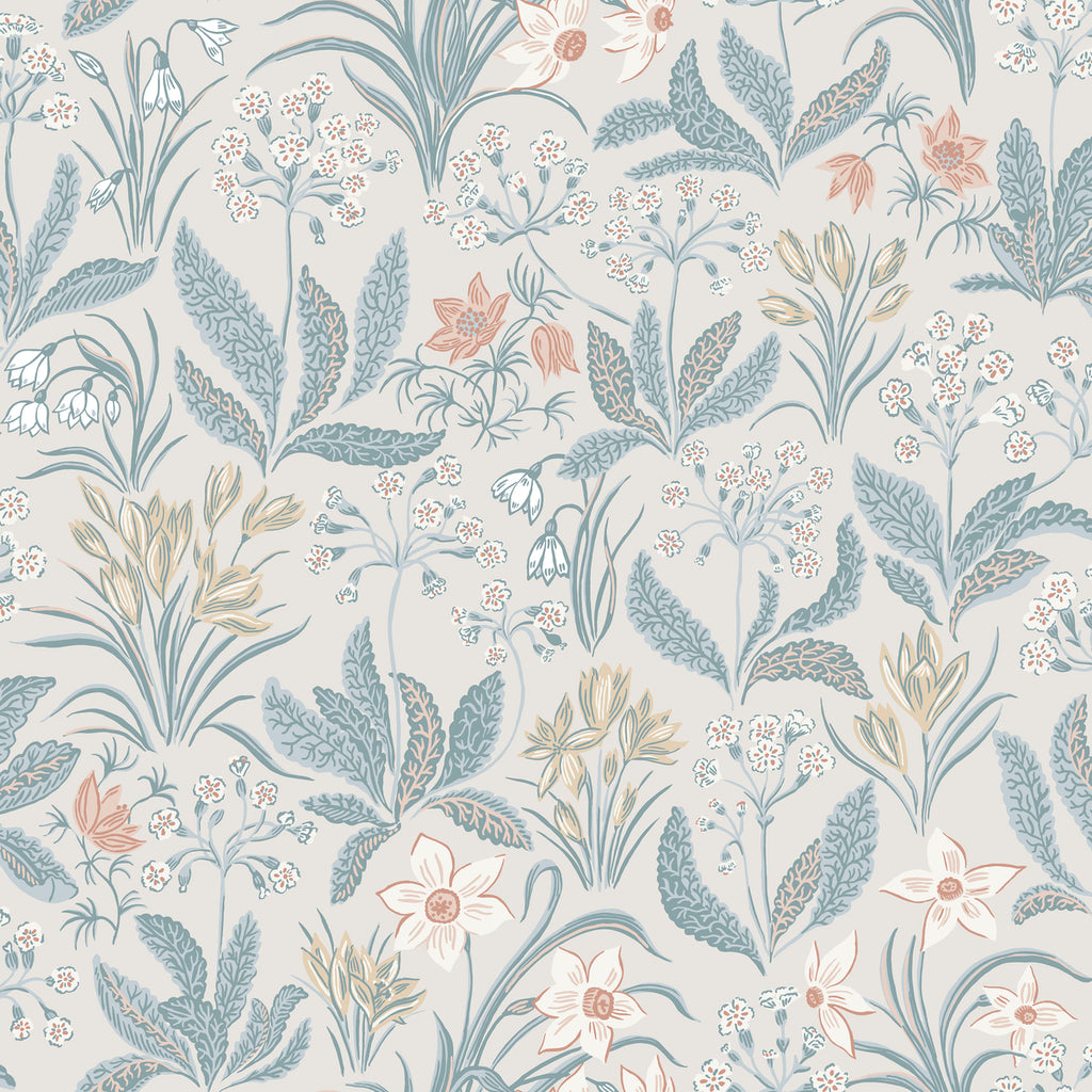 Huset i Solen, Floral Pattern Wallpaper in sand closeup