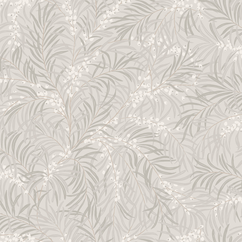 Idun, Nature Pattern Wallpaper in grey close up 
