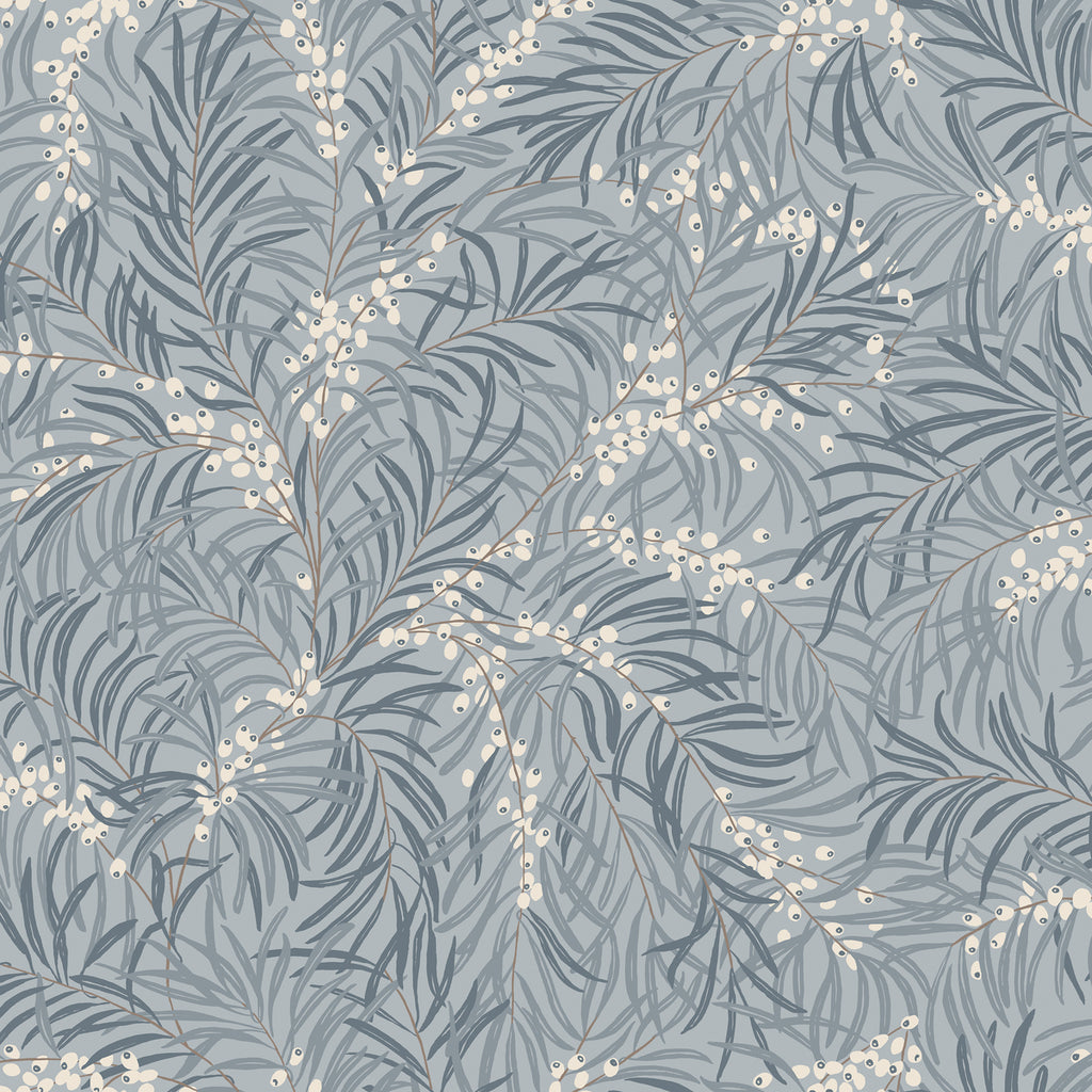Idun, Nature Pattern Wallpaper in light blue close up 