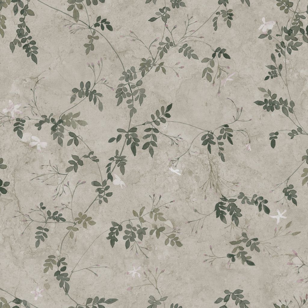 Irene, Floral Pattern Wallpaper in Green closeup