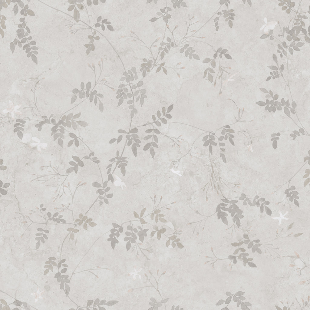 Irene, Floral Pattern Wallpaper in Grey closeup