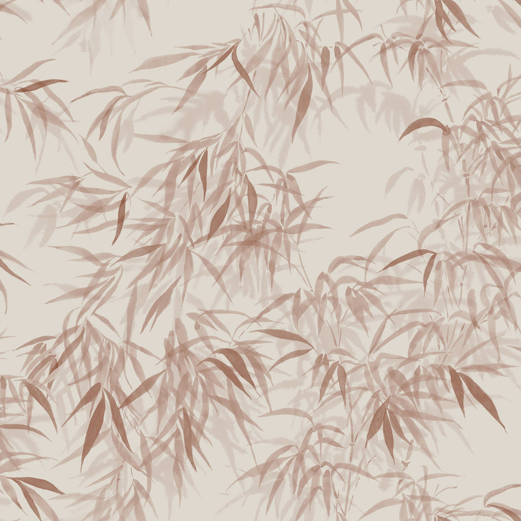 Jon Watercolor Bamboo Japanese Wallpaper in Terracotta closeup