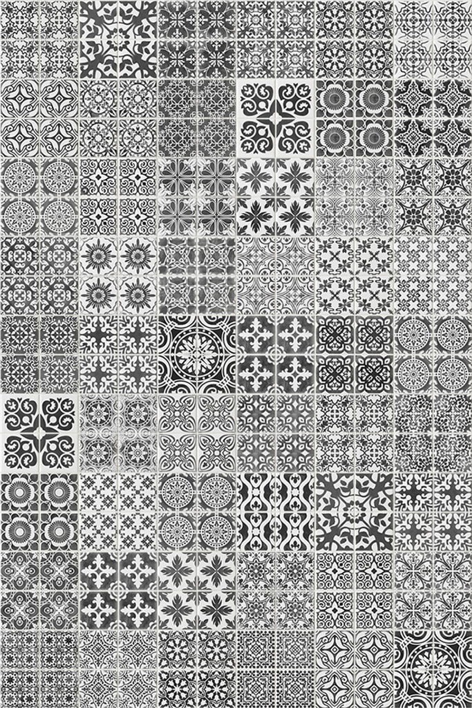 Marrakech Tiles, Pattern Wallpaper in dark grey closeup