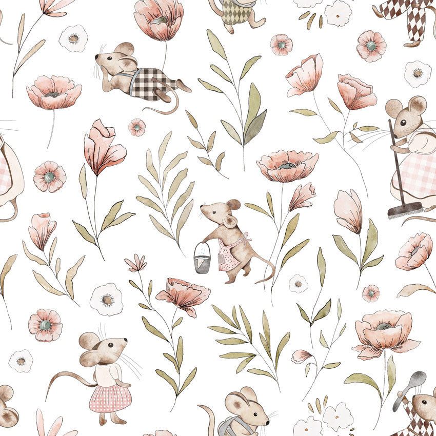 Merry Mice, Animal Pattern Wallpaper close up