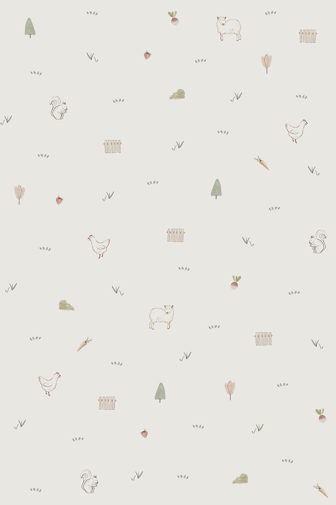 Mini Barnyard, Pattern Wallpaper close up
