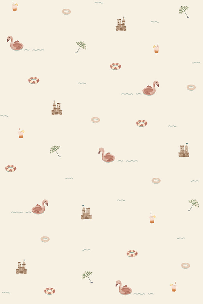 Mini Beach Day, Pattern Wallpaper in Sand close up