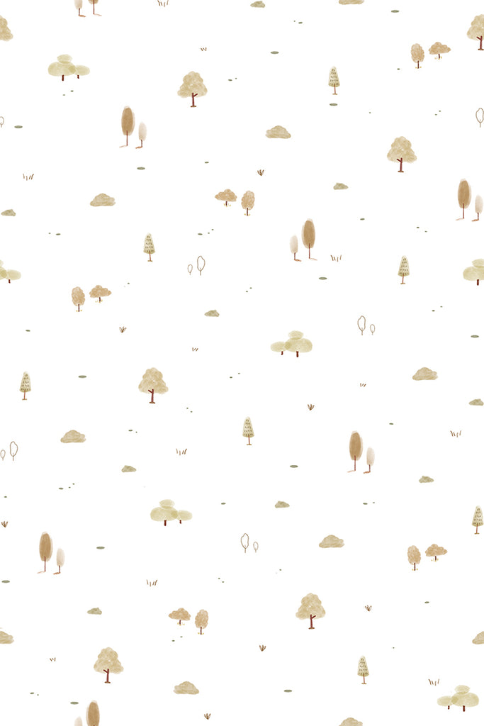 Mini Timberland, Pattern Wallpaper in Crimson close up